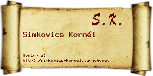 Simkovics Kornél névjegykártya